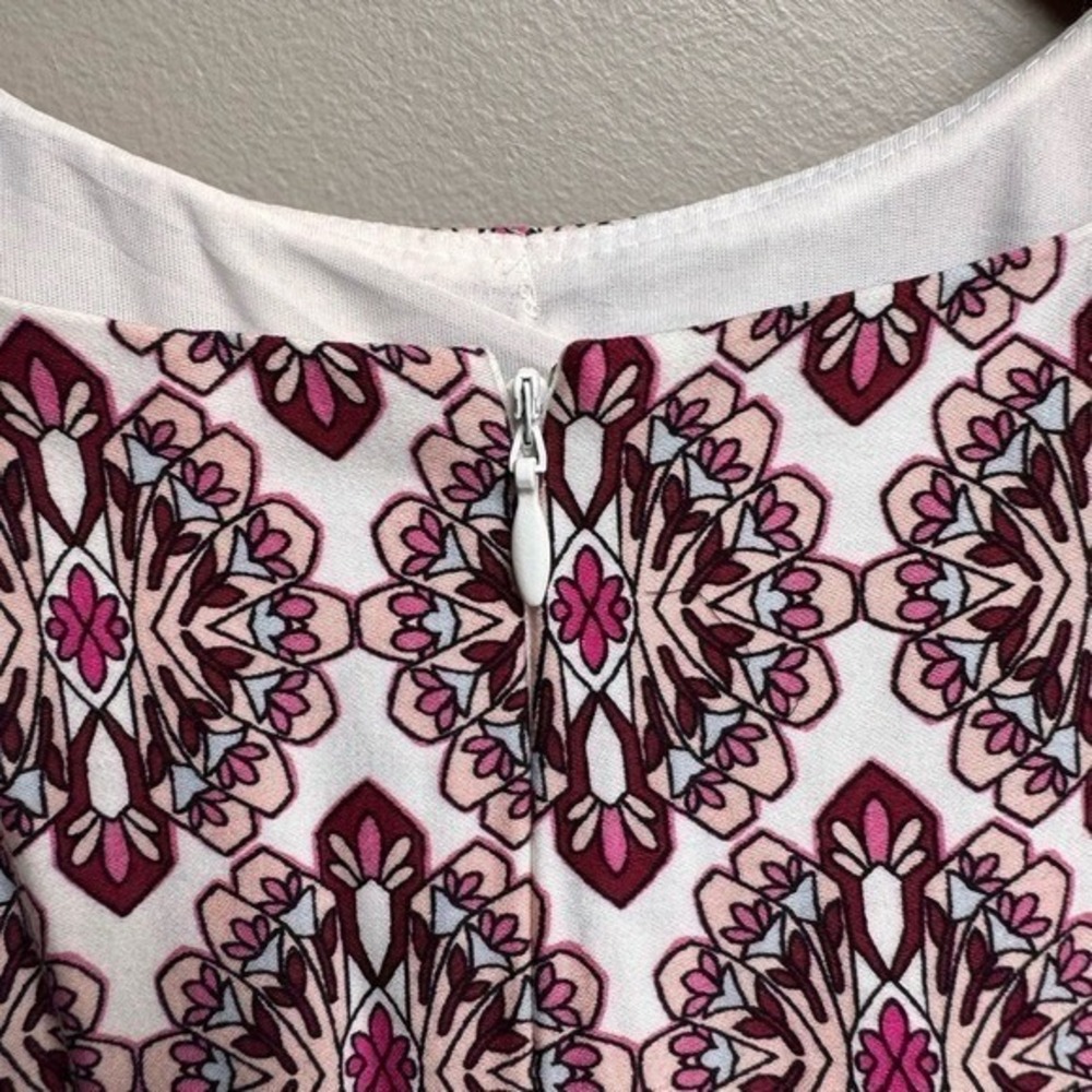 Nine West Womens Dress 8 Pink Purple Geometric Boho Pockets Knee Derby Wedding - Picture 7 of 8